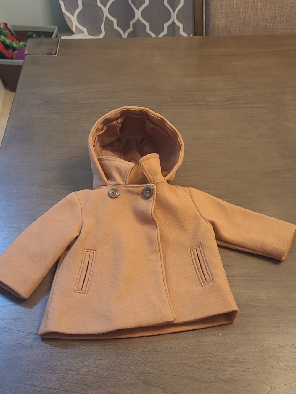 Primark Kids Hooded Pea Coat in Camel Brown